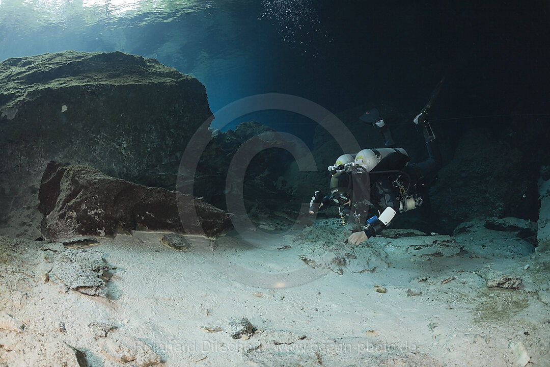 Cave Diver in Chac Mool Cenote