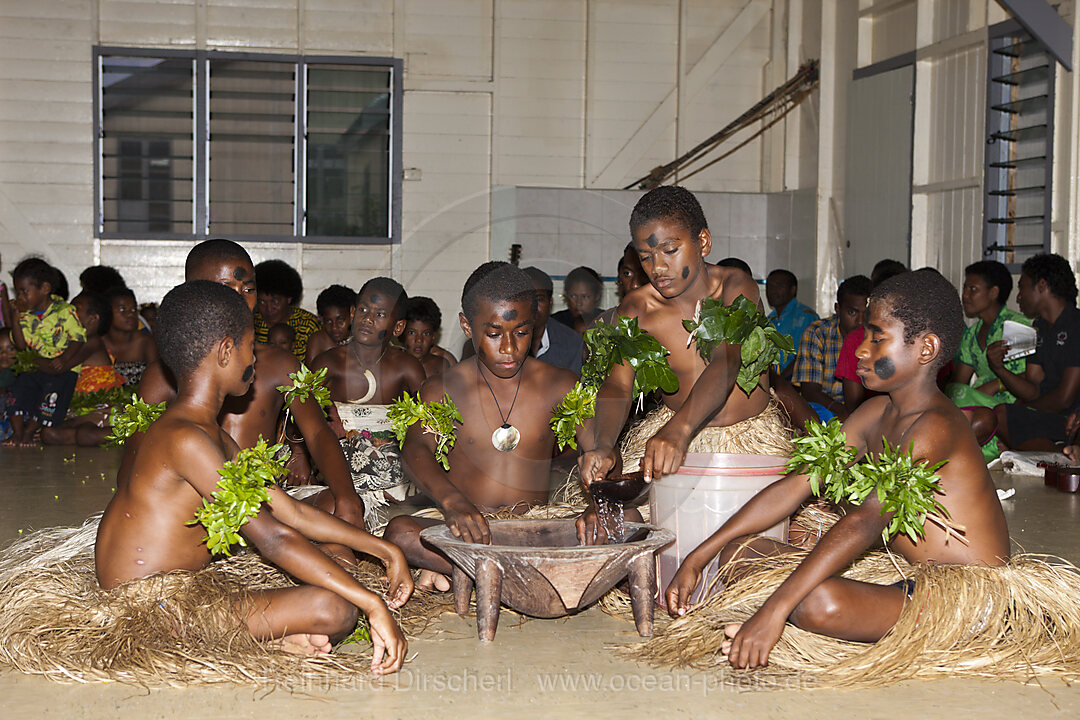 Natives perform Kava Ceremony