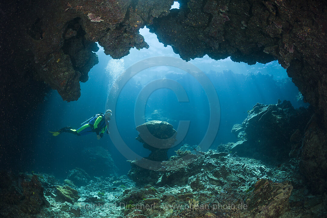 Scuba Diver in Underwater Cave