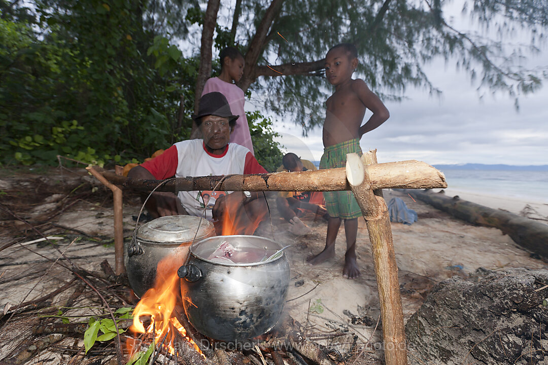 Natives coocking at Beach