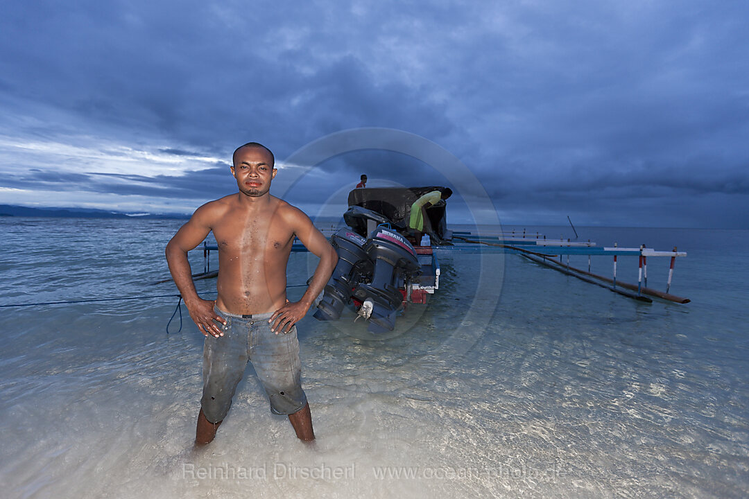 Boatman and his Outrigger Boat
