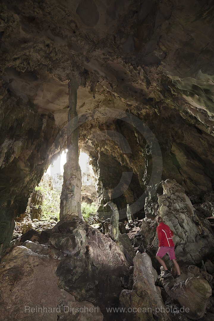 Tourist inside Kotilola Cave