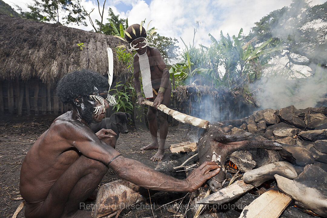 Schweinefest in Dani Dorf, Baliem Valley, West Papua, Indonesien