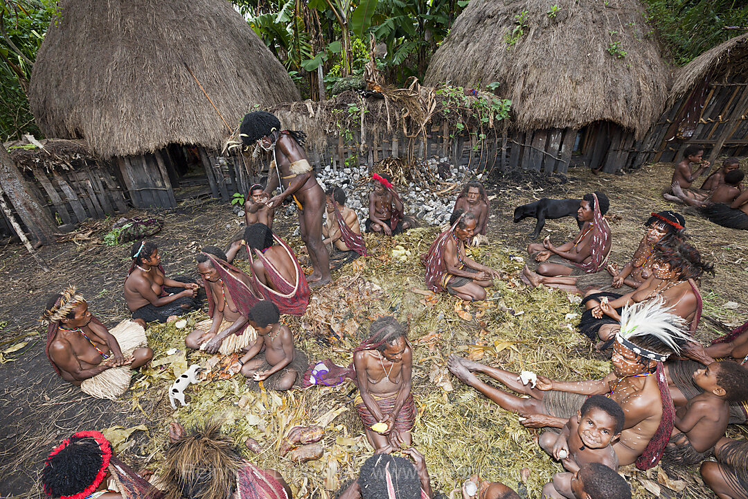 Schweinefest in Dani Dorf, Baliem Valley, West Papua, Indonesien