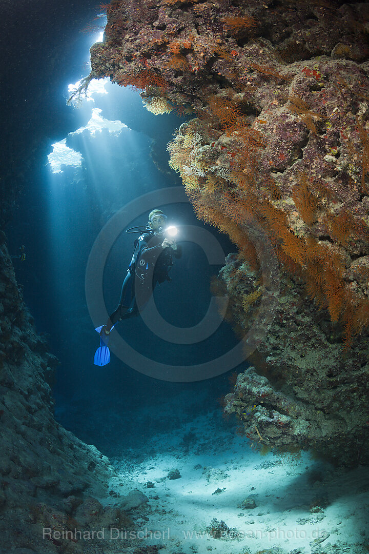 Scuba Diver inside Cave