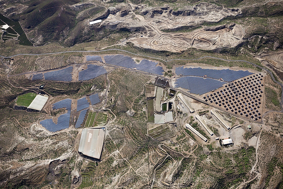 Aerial View of Solar Collectors near El Poris, n/a, Tenerife, Spain