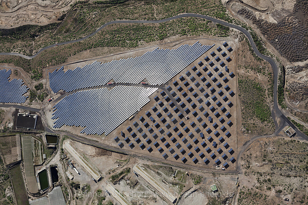 Aerial View of Solar Collectors near El Poris, n/a, Tenerife, Spain