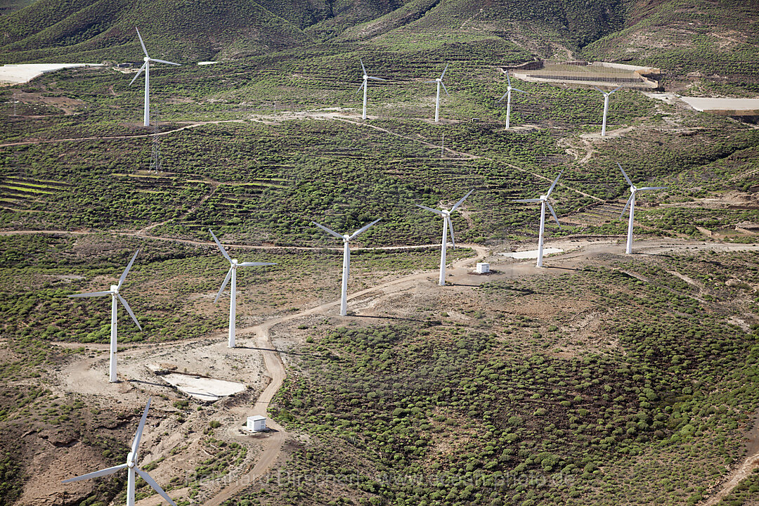 Aerial View of Wind power station, n/a, Tenerife, Spain