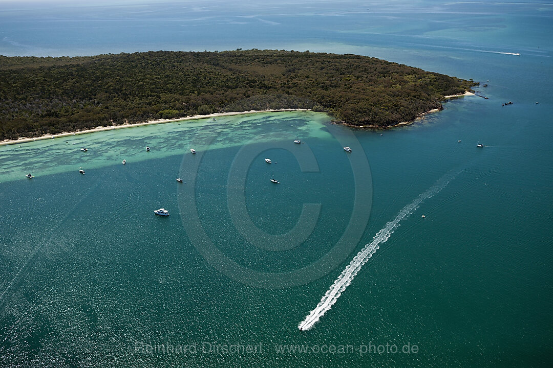Luftaufnahme von Peel Island, Moreton Bay, Brisbane, Australien