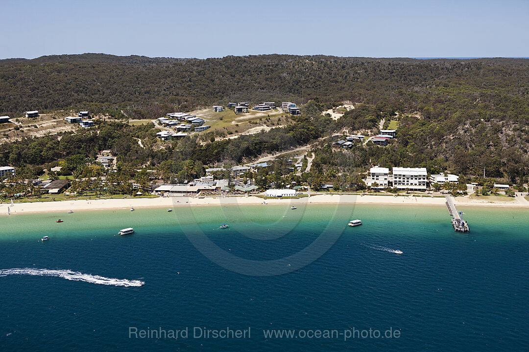 Luftaufnahme Tangalooma Beach, Moreton Island, Brisbane, Australien