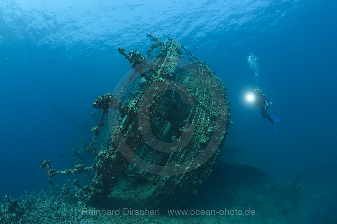 Scuba Diver at Umbria Wreck, Wingate Reef, Red Sea, Sudan