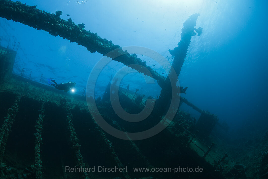 Scuba Diver at Umbria Wreck, Wingate Reef, Red Sea, Sudan