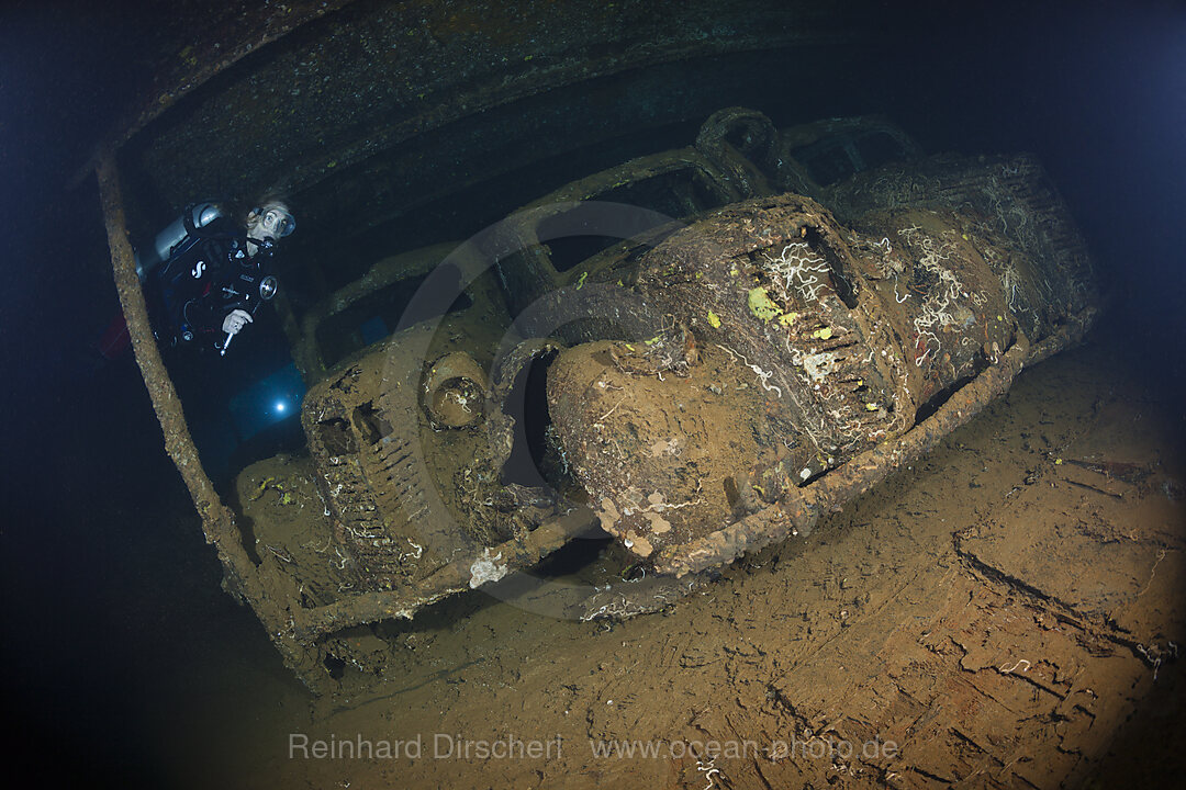 Fiat 1100 Lunga Cars inside Umbria Wreck, Wingate Reef, Red Sea, Sudan