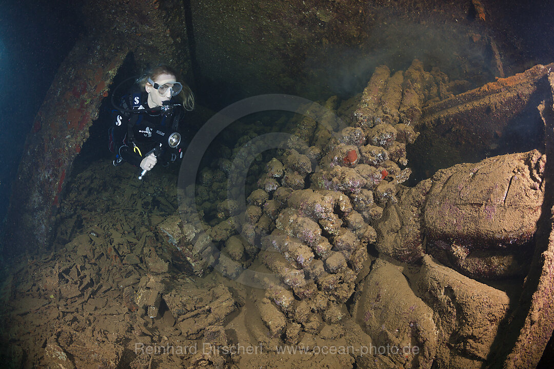 Munition inside Umbria Wreck, Wingate Reef, Red Sea, Sudan