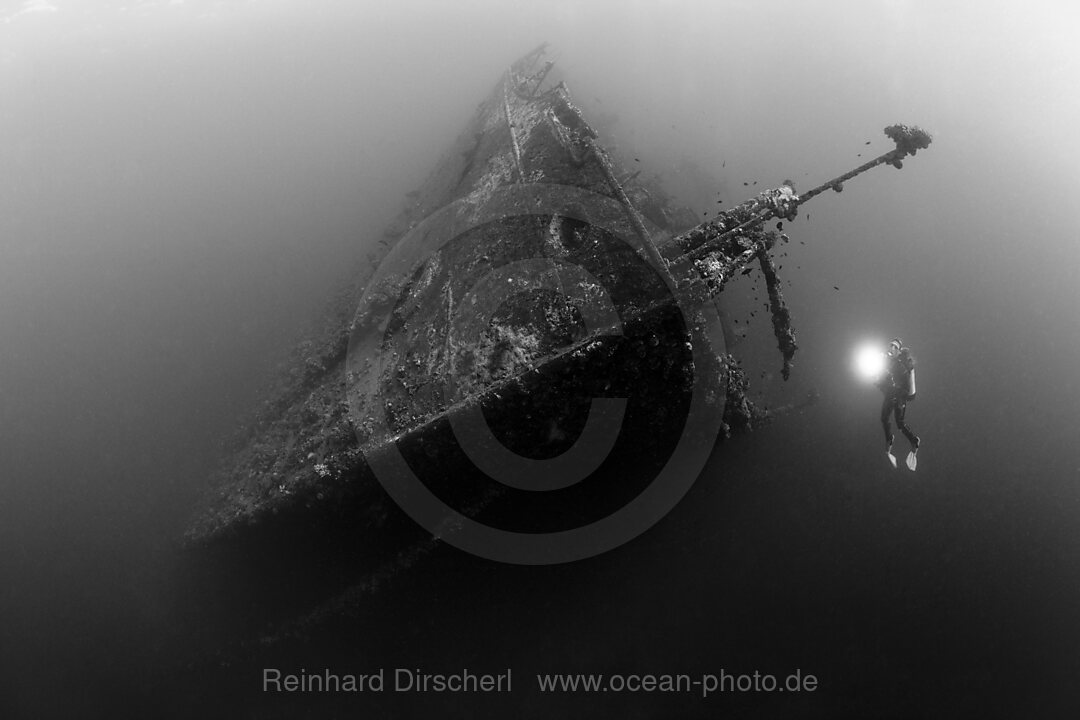 Scuba Diver at Umbria Wreck, Wingate Reef, Red Sea, Sudan