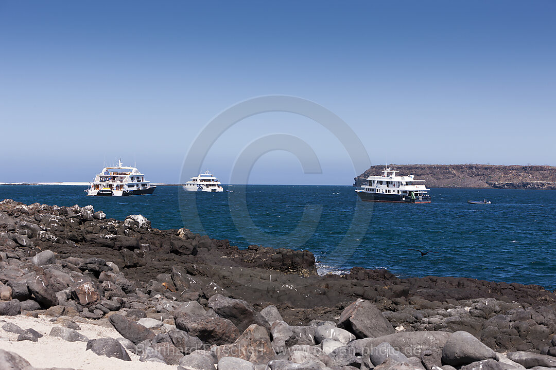 Tauch-Kreuzfahrtschiffe vor Anker, North Seymour, Galapagos, Ecuador