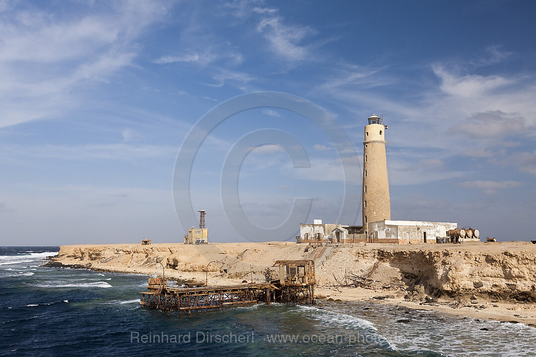 Lighthouse on Big Brother Island, Brother Islands, Red Sea, Egypt