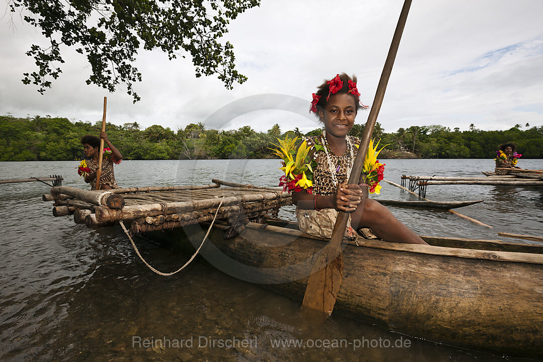 Kofure Girl in Outrigger Canoe, Tufi, Oro Province, Papua New Guinea