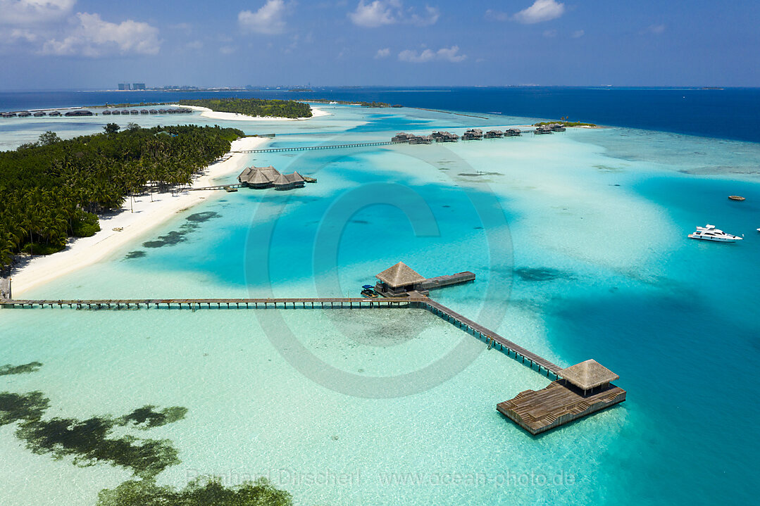 Luftaufnahme der Ferieninsel Lankanfushi, Nord Male Atoll, Indischer Ozean, Malediven