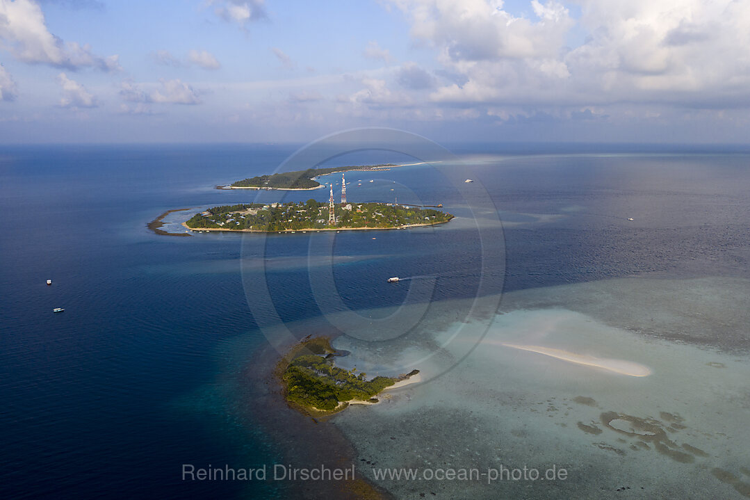 Einheimischeninsel Rasdhoo und Touristeninsel Kuramathi, Rasdhoo Atoll, Indischer Ozean, Malediven