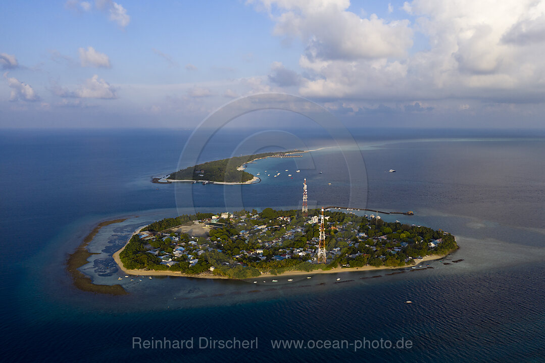 Einheimischeninsel Rasdhoo und Touristeninsel Kuramathi, Rasdhoo Atoll, Indischer Ozean, Malediven