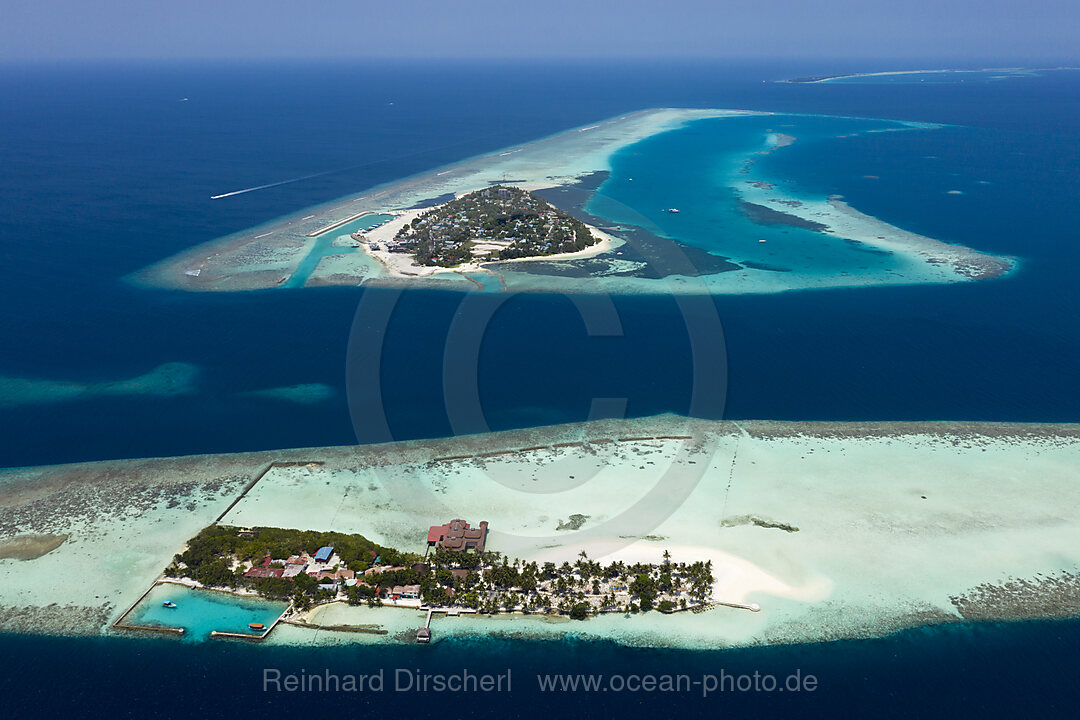 Touristeninsel Ranveli und Einheimischeninsel Dhangethi, Ari Atoll, Indischer Ozean, Malediven