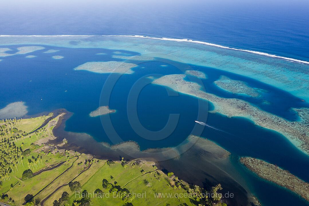 Aerial View of the South Coast of Tahiti, Tahiti, French Polynesia