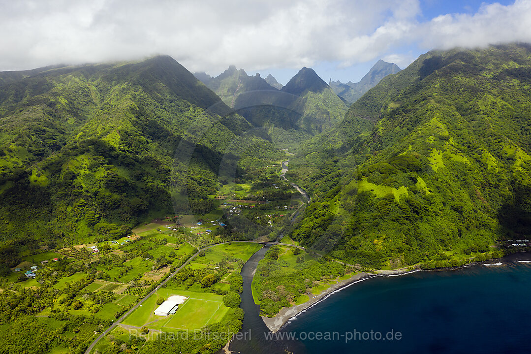 Aerial View of Vaitephiha Valley, Tahiti, French Polynesia