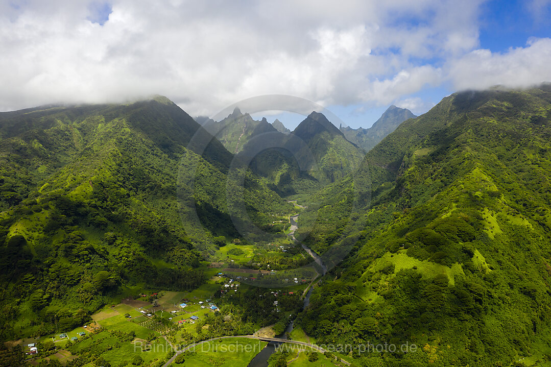 Aerial View of Vaitephiha Valley, Tahiti, French Polynesia