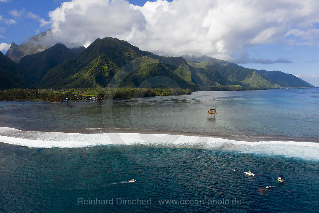 Aerial View of Teahupoo, Tahiti, French Polynesia