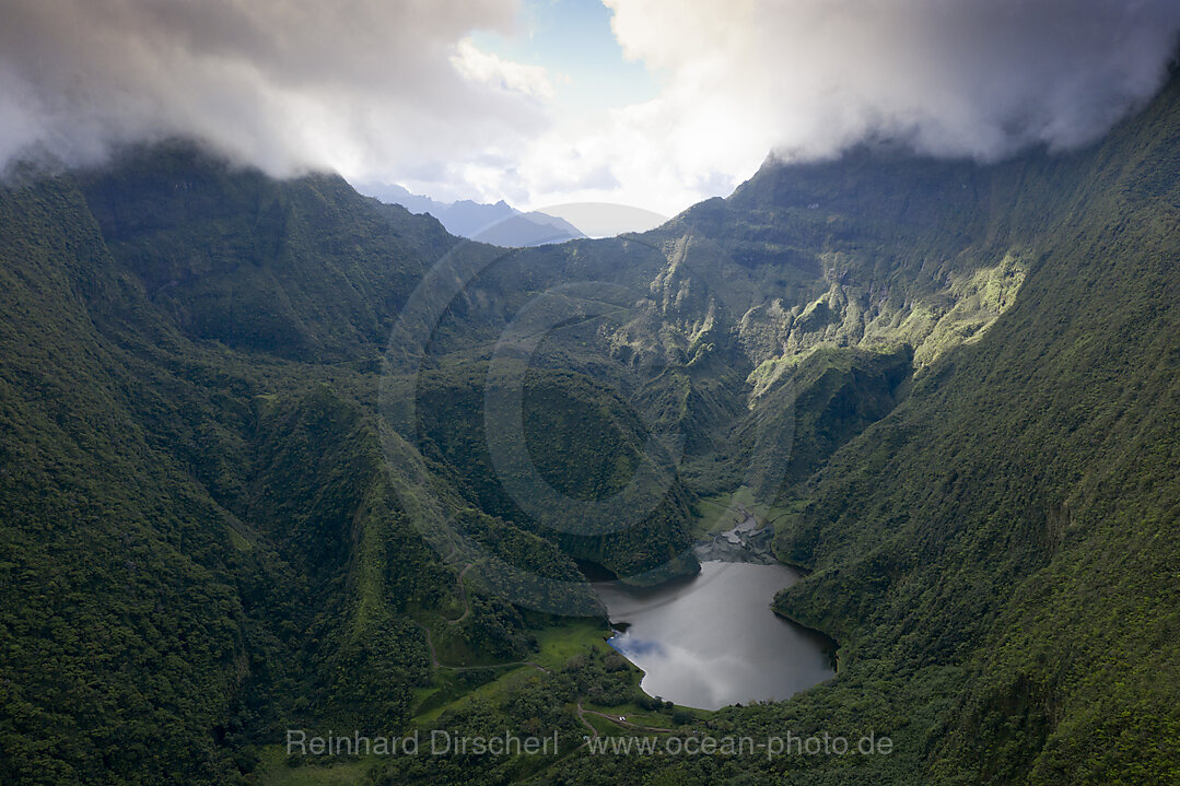 Aerial View of Lake Vaihiria, Tahiti, French Polynesia