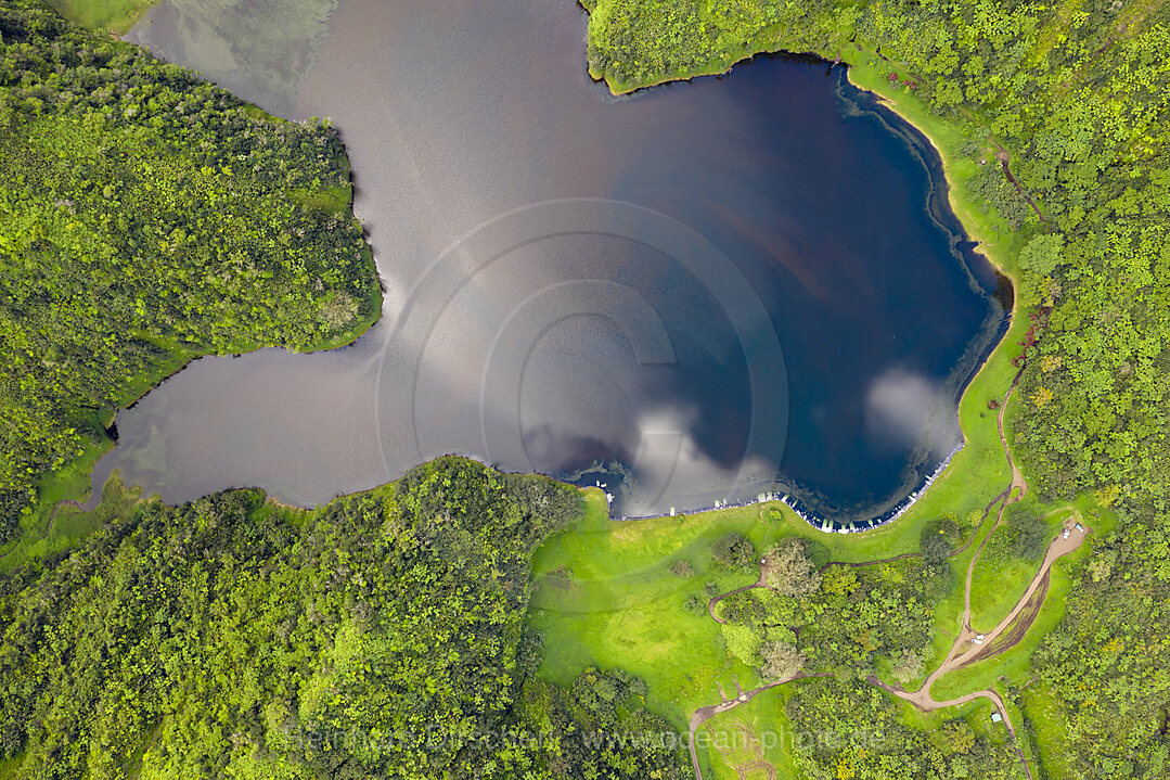 Aerial View of Lake Vaihiria, Tahiti, French Polynesia