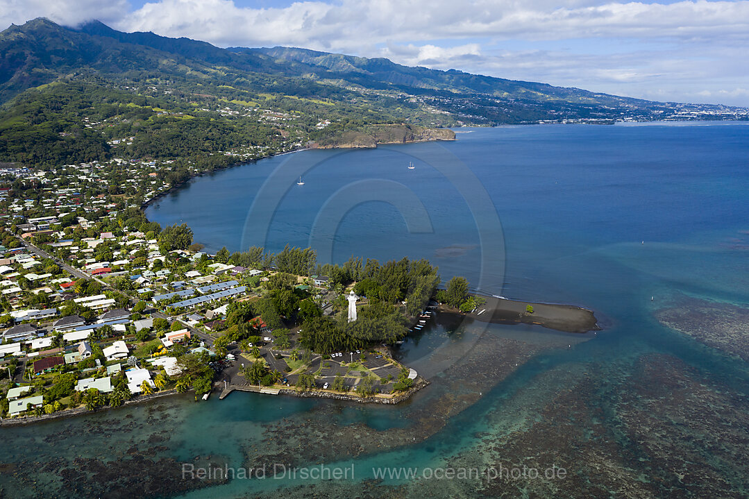 Luftaufnahme von Point Venus, Tahiti, Franzoesisch-Polynesien