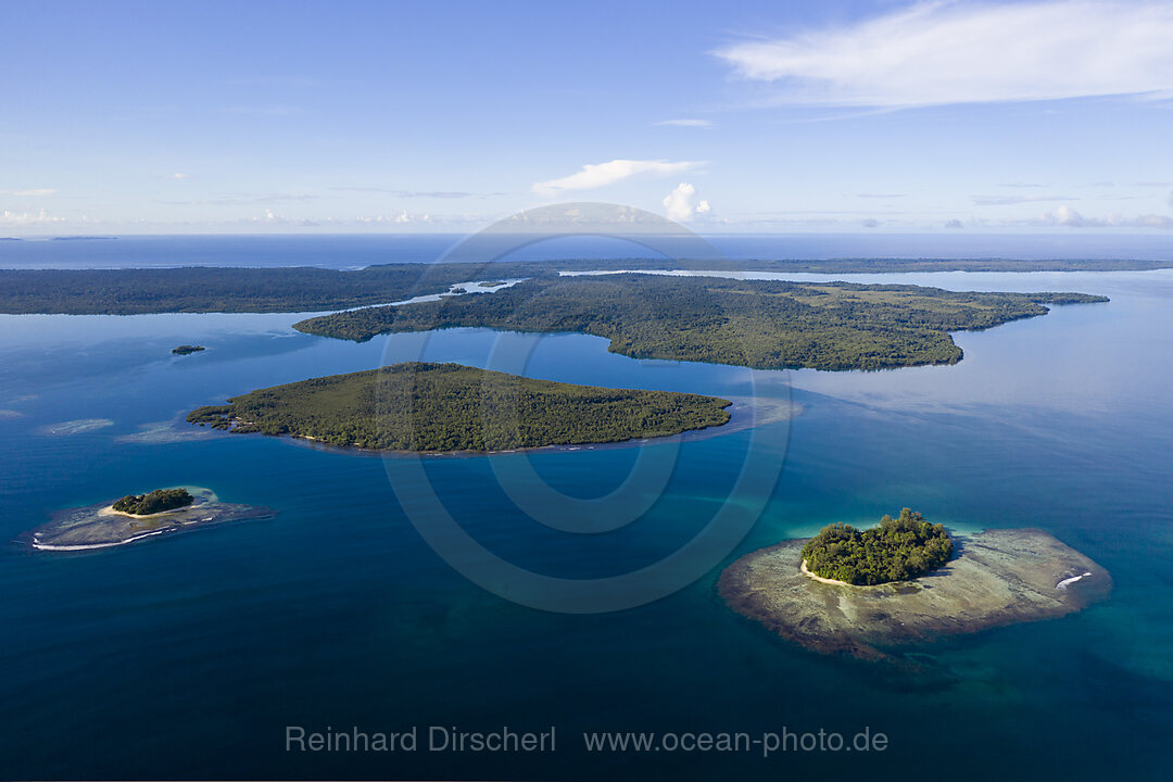 Aerial View of Islands of Balgai Bay, New Ireland, Papua New Guinea