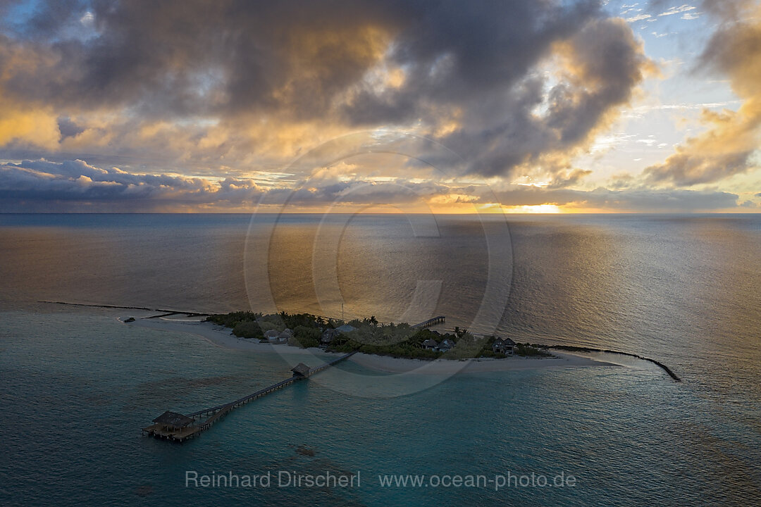 Vacation Island at Sunset, North Ari Atoll, Indian Ocean, Maldives