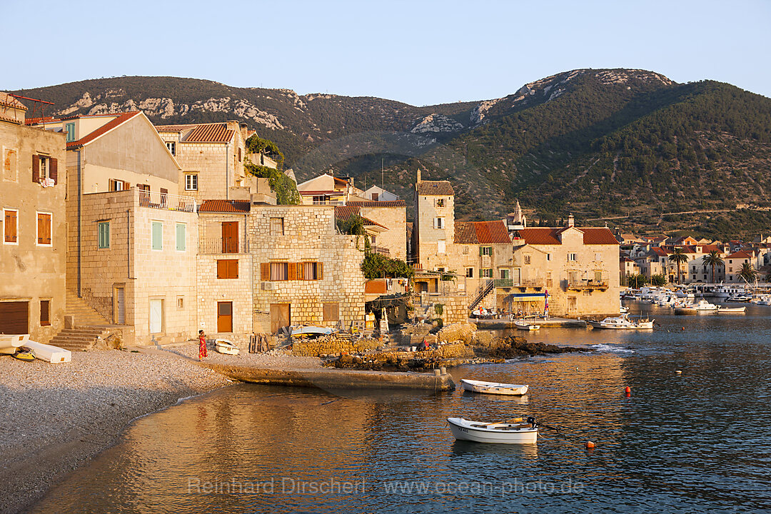 Houses of Komiza, Vis Island, Mediterranean Sea, Croatia