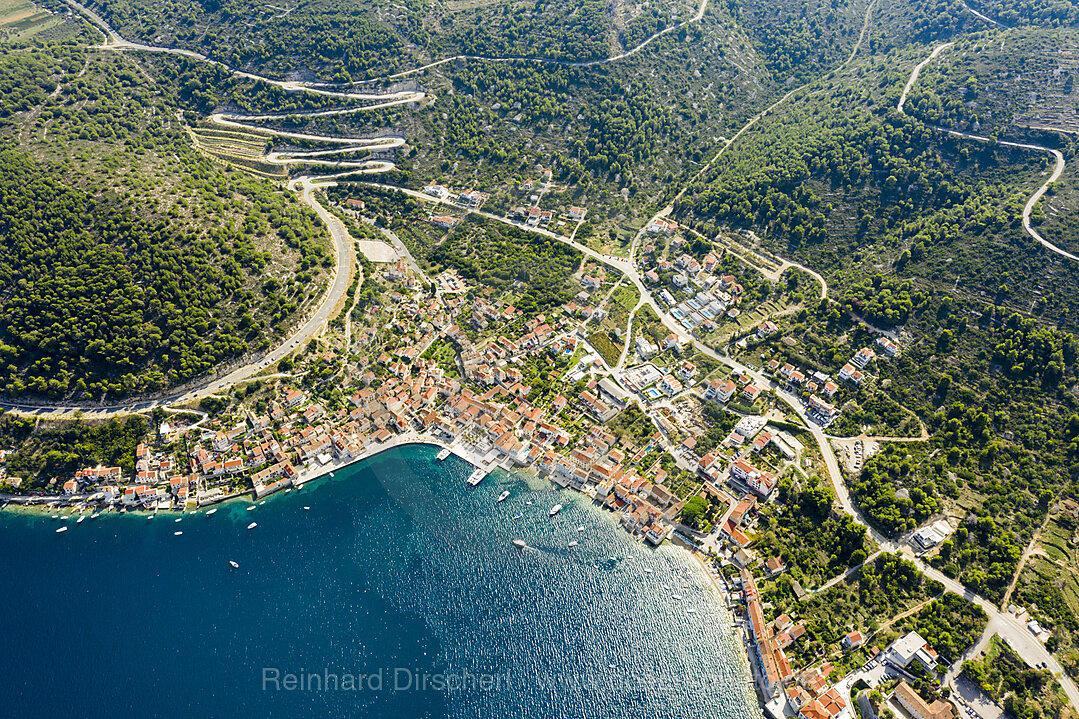 Town and bay of Vis, Vis Island, Mediterranean Sea, Croatia