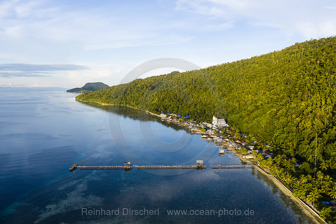 Aerial View of Yenbekwan Village, Raja Ampat, West Papua, Indonesia