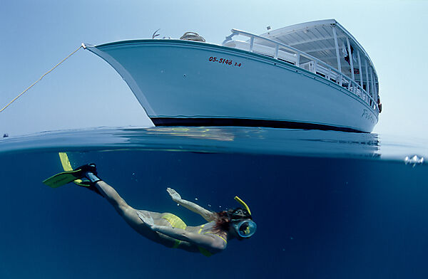 Schnorchler und Tauchboot