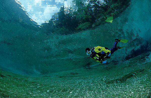 Scuba Diver in a mountain lake