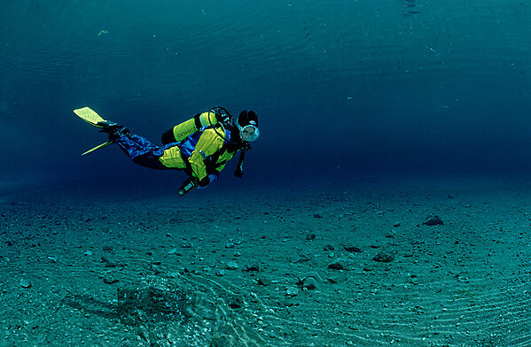 Scuba Diver in a mountain lake