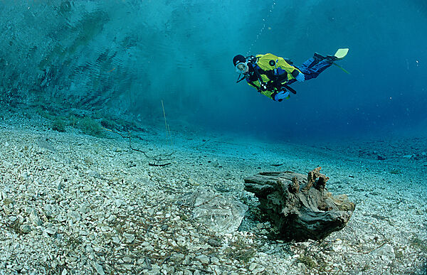 Scuba Diver in a mountain lake