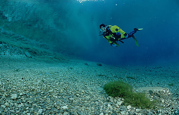 Scuba Diver in a mountain lake