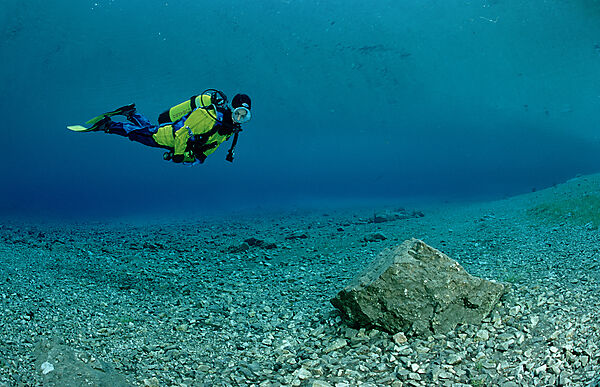 Scuba Diver in a mountain lake
