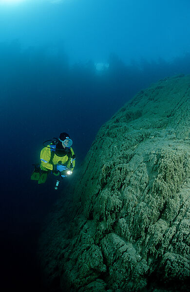 Scuba Diver in a mountain lake