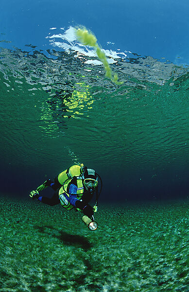 Scuba Diver in a mountain lake