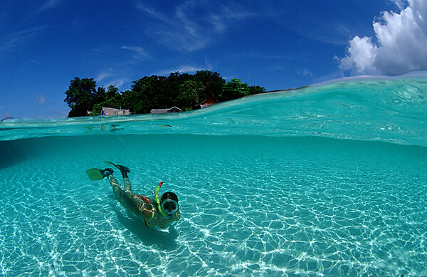 Skindiving, Skin diver, split image