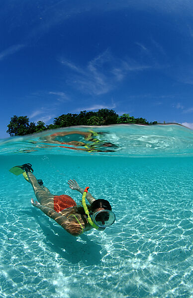 Skindiving, Skin diver, split image