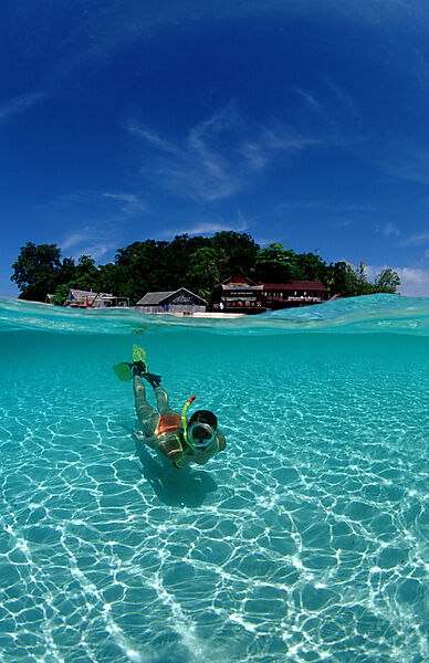 Skindiving, Skin diver, split image