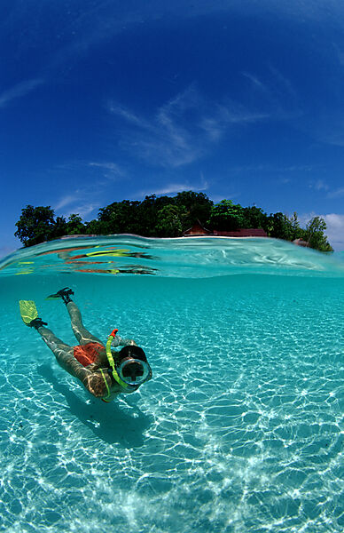Skindiving, Skin diver, split image